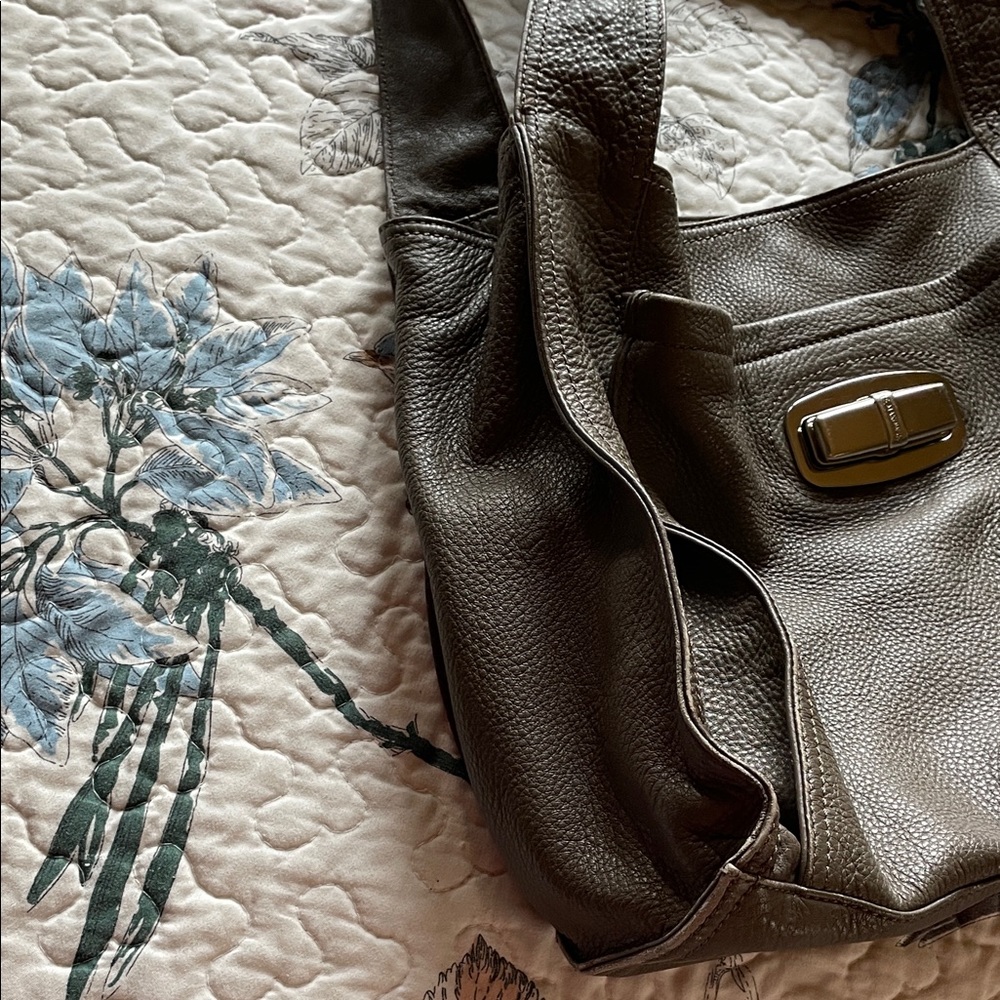 B Makowsky Large Grey Pebbled Leather Slouchy Bag - Picture 8 of 14